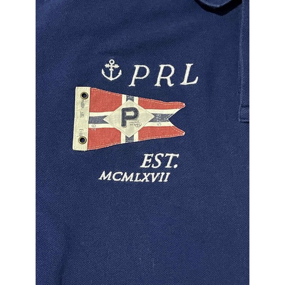 Polo Ralph Lauren Polo Shirt Mens 2XL Navy Custom Fit Big Pony PRL Nautical - Picture 5 of 8